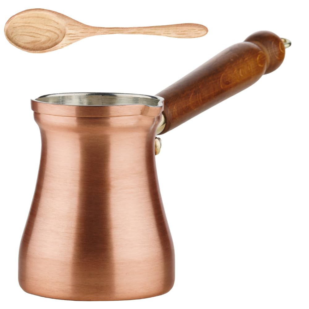 DEMMEX Cafeteira turca de cobre escovado Cezve Ibrik Greek Coffee